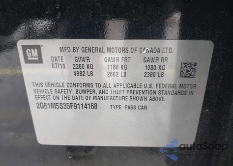 2015 Cadillac Xts Luxury z USA, uszkodzony, nr VIN 2G61M5S35F9114168